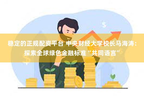 稳定的正规配资平台 中央财经大学校长马海涛：探索全球绿色金融标准“共同语言”