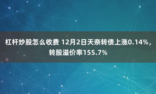 杠杆炒股怎么收费 12月2日天奈转债上涨0.14%，转股溢价率155.7%