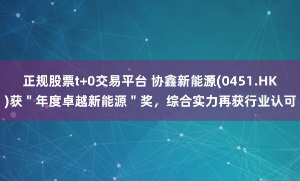 正规股票t+0交易平台 协鑫新能源(0451.HK)获＂年度卓越新能源＂奖，综合实力再获行业认可