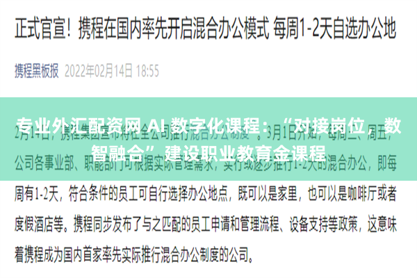 专业外汇配资网 AI 数字化课程：“对接岗位，数智融合” 建设职业教育金课程